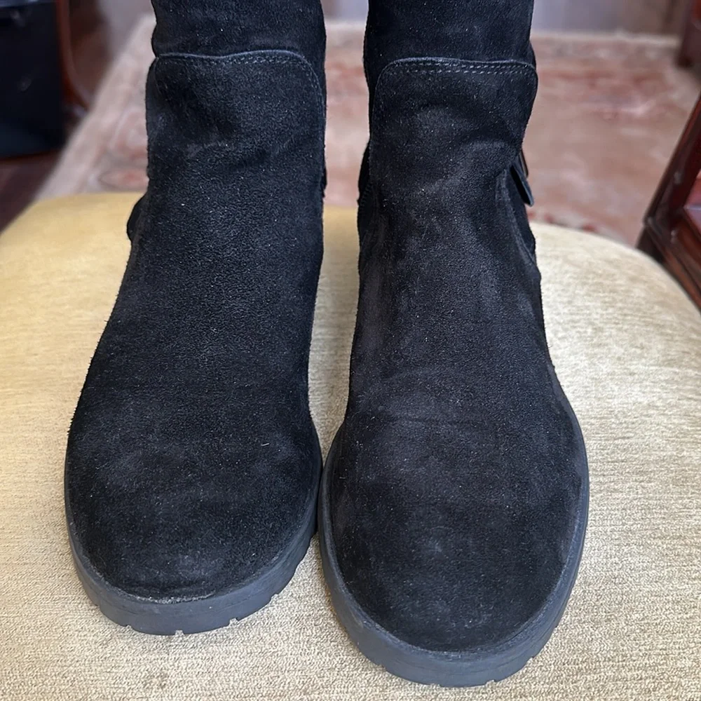 Danielle Italian Suede Over the Knee Flat Riding Boots Black, Size EU40  US 9.5